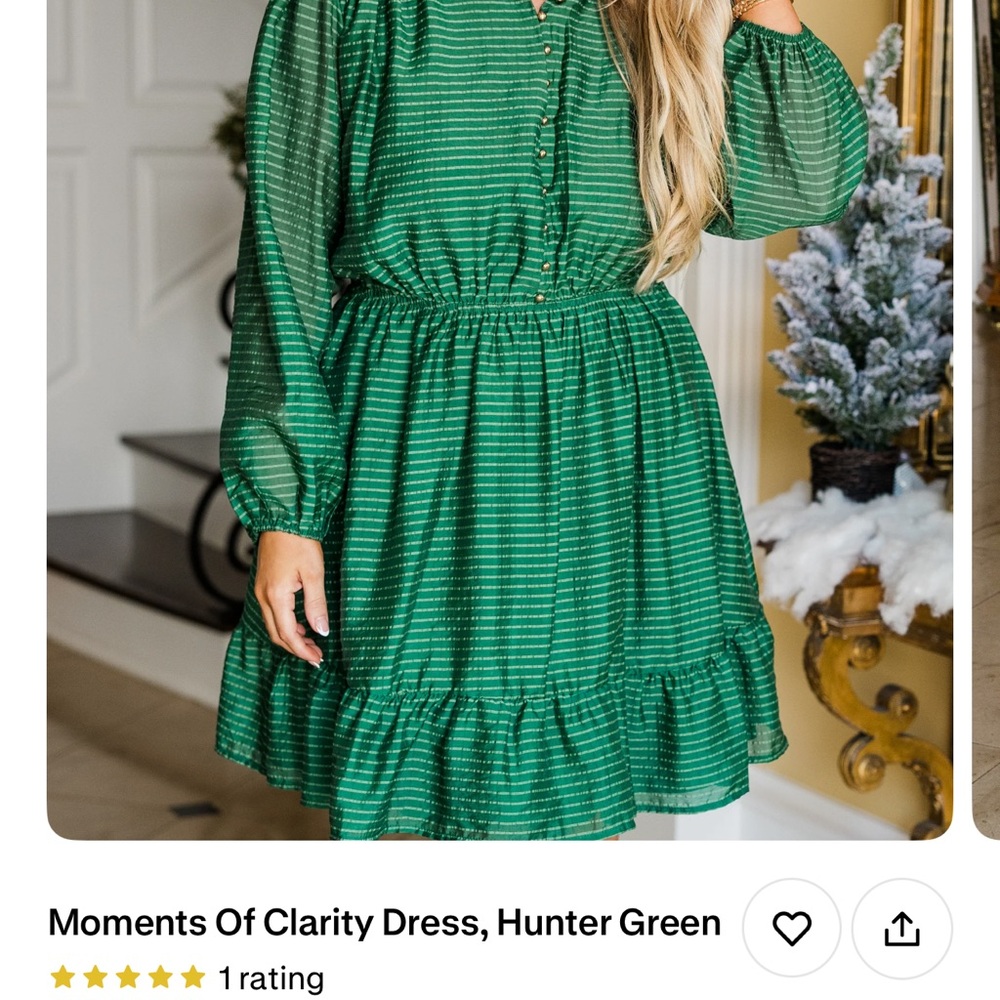 Chic Soul Green Striped Long Sleeve Dress